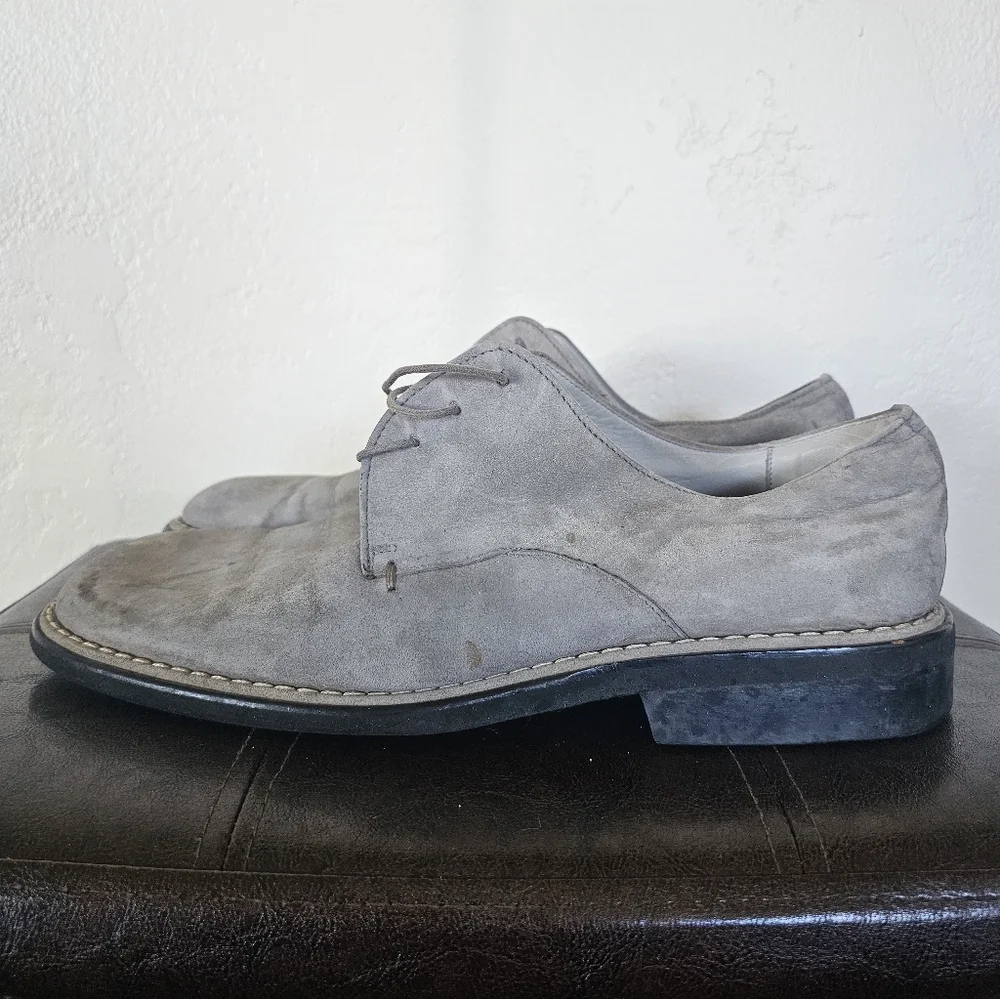 Hugo Boss Quiet Luxury‎ Old Money Square Toe Gray Suede Dress Shoes Sz 9.5